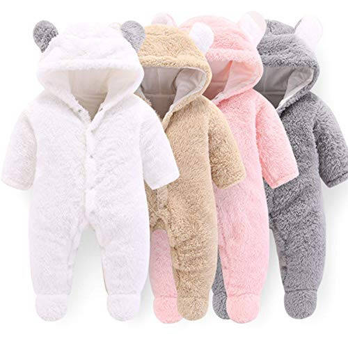 Haokaini Newborn Bear Warmer Snowsuit Cotton Fleece Hooded Romper Jumpsuit for Baby Girls Boys - 1