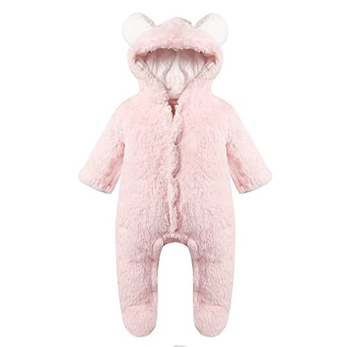 Haokaini Newborn Bear Warmer Snowsuit Cotton Fleece Hooded Romper Jumpsuit for Baby Girls Boys - 2