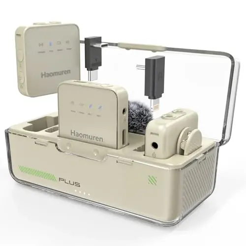 Haomuren simsiz lavalier mikrofon 2 to'plami, iPhone, Android, kamera, iPad, planshet, kompyuter uchun qisqichli mikrofon, shovqinni bekor qilish, Echo, video yozuv, oqim, Vlogs uchun kamera mikrofon (o'rik) - 1