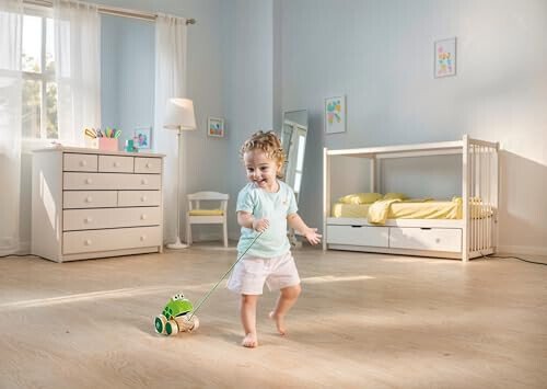 Hape Frog Pull-Along | Wooden Frog Fly Eating Pull Toddler Toy, Bright Colors - 10