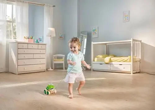 Hape Frog Pull-Along | Wooden Frog Fly Eating Pull Toddler Toy, Bright Colors - 10