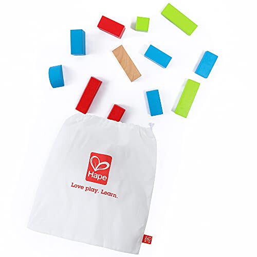 Hape Maple Wood Kids Building Blocks Stacking Wooden Block Educational Toy Set for Toddlers, 50 Brightly Colored Pieces in Assorted Shapes and Sizes - 3