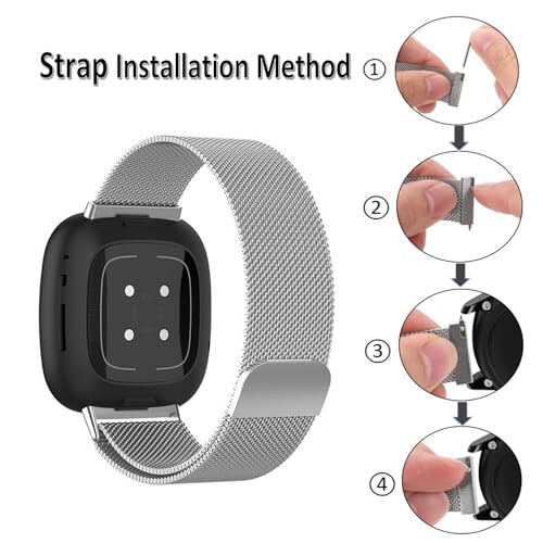 HAPPINNO 20mm 22mm Watch Straps,Quick Release Watch Strap,Magnetic Watch Band,Adjustable Magnetic Clasp Metal Milanese Mesh Loop Band Stainless Steel Watch Strap,Smart Watch Wristbands for Men Women - 6