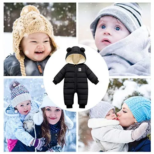 Happy Cherry Baby Snowsuit Winter Coat Warm Hoodie Romper Puffer Jacket - HAPPY (1)