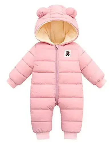 Happy Cherry Baby Snowsuit Winter Coat Warm Hoodie Romper Puffer Jacket 