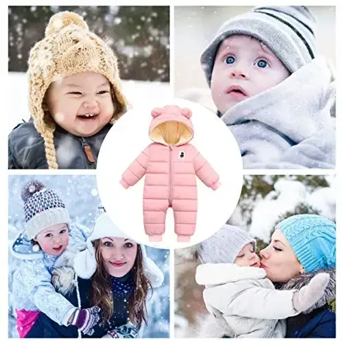 Happy Cherry Baby Snowsuit Winter Coat Warm Hoodie Romper Puffer Jacket - 3