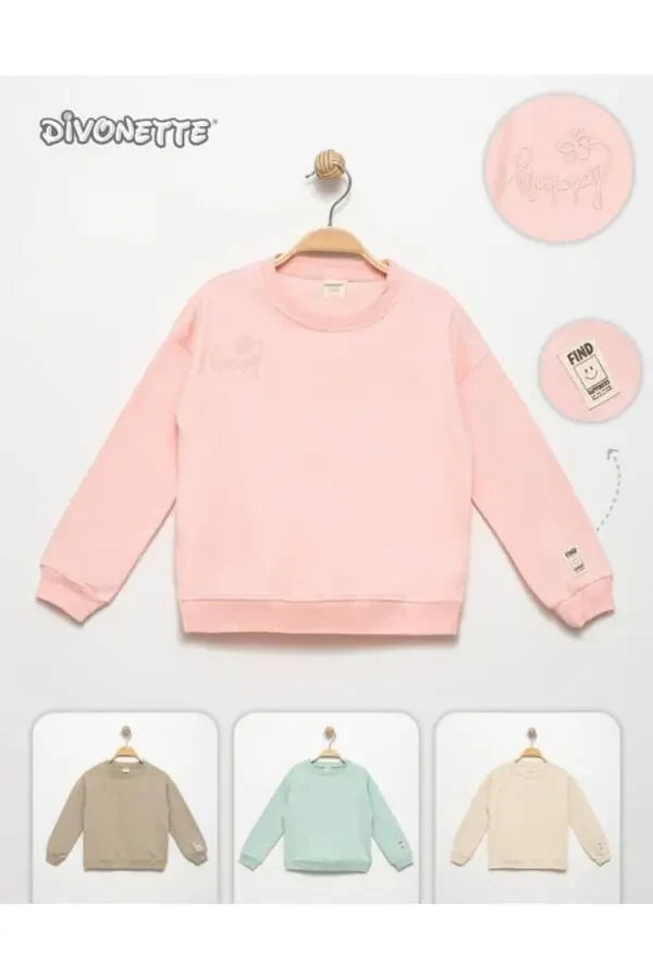 Happy kashtadoli uzun yengli 100% paxta qiz bolalar sviteri - 4