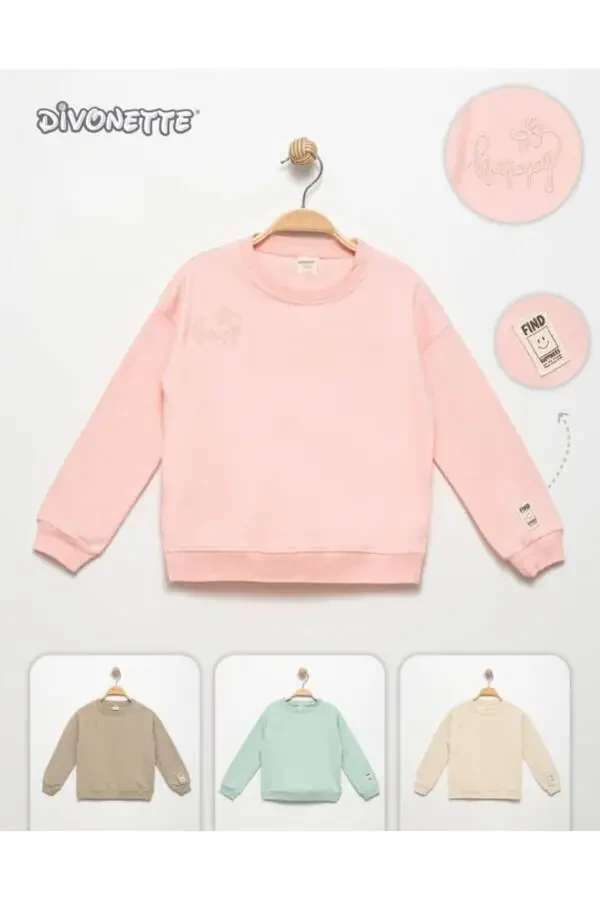 Happy kashtadoli uzun yengli 100% paxta qiz bolalar sviteri - 2