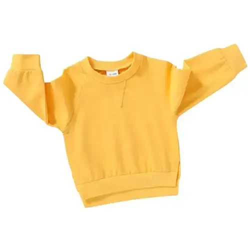 Happy Town Toddler Baby Boy Girl Sweatshirt Fall Outfits Long Sleeve Crew Neck Solid Top Pullover Blouse Shirt Clothes 