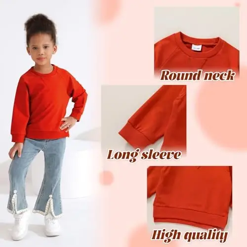 Happy Town Toddler Baby Boy Girl Sweatshirt Fall Outfits Long Sleeve Crew Neck Solid Top Pullover Blouse Shirt Clothes - 4