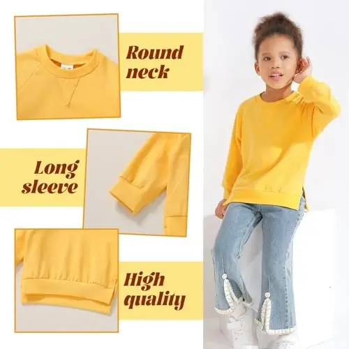 Happy Town Toddler Baby Boy Girl Sweatshirt Fall Outfits Long Sleeve Crew Neck Solid Top Pullover Blouse Shirt Clothes - 4
