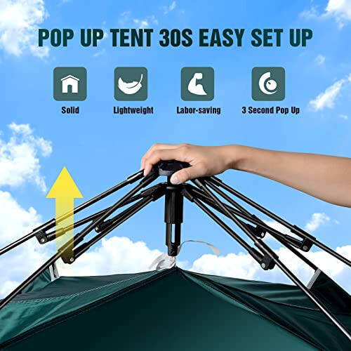 Happy Travel 1/2/3/4 Person Camping Tent, Instant Easy Pop Up Tents for Camping, Automatic Waterproof Family Camping Tent, Easy Set Up Tent, Portable Windproof Dome Tent for Camping Hiking & Traveling - 3