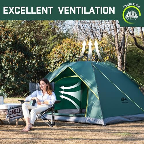 Happy Travel 1/2/3/4 Person Camping Tent, Instant Easy Pop Up Tents for Camping, Automatic Waterproof Family Camping Tent, Easy Set Up Tent, Portable Windproof Dome Tent for Camping Hiking & Traveling - 5