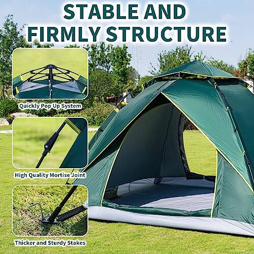 Happy Travel 1/2/3/4 Person Camping Tent, Instant Easy Pop Up Tents for Camping, Automatic Waterproof Family Camping Tent, Easy Set Up Tent, Portable Windproof Dome Tent for Camping Hiking & Traveling - 4