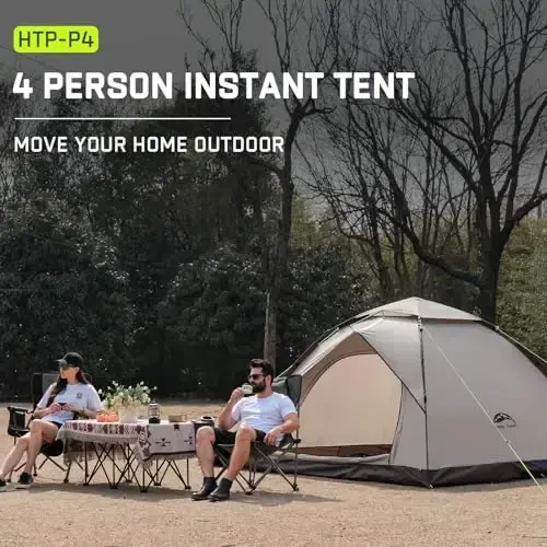 Happy Travel 1/2/3/4 Person Camping Tent, Instant Easy Pop Up Tents for Camping, Automatic Waterproof Family Camping Tent, Easy Set Up Tent, Portable Windproof Dome Tent for Camping Hiking & Traveling - 4
