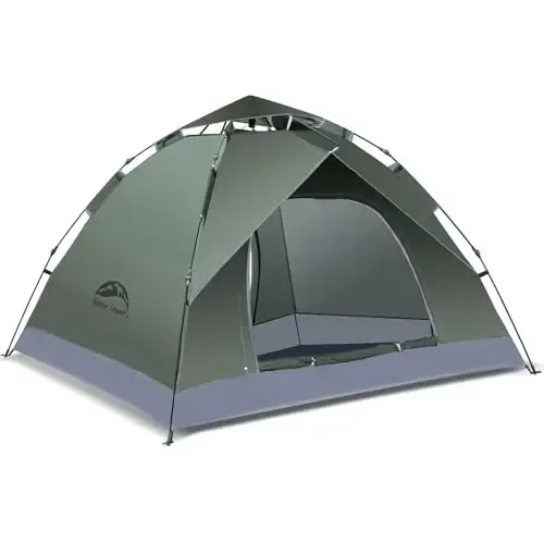 Happy Travel 1/2/3/4 Person Camping Tent, Instant Easy Pop Up Tents for Camping, Automatic Waterproof Family Camping Tent, Easy Set Up Tent, Portable Windproof Dome Tent for Camping Hiking & Traveling - 4