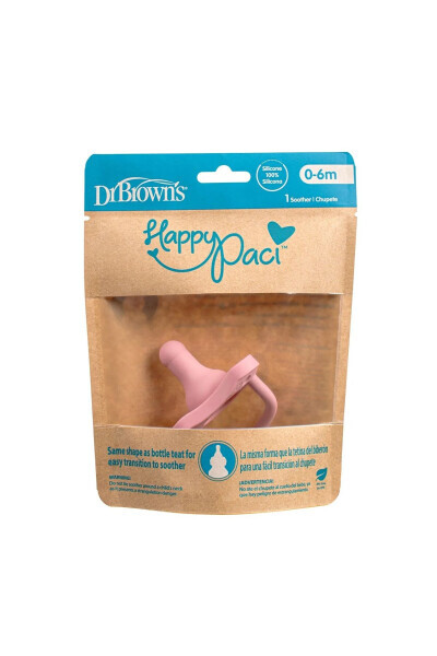 HappyPaci Силиконовая соска, индивидуальная упаковка, 6+ месяцев, розовая - DR.BROWN'S
