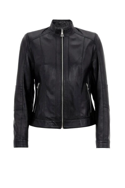 Haqiqi teri, fermuarlı, astarli, qisqa ayollar ko'ylagi. - 6