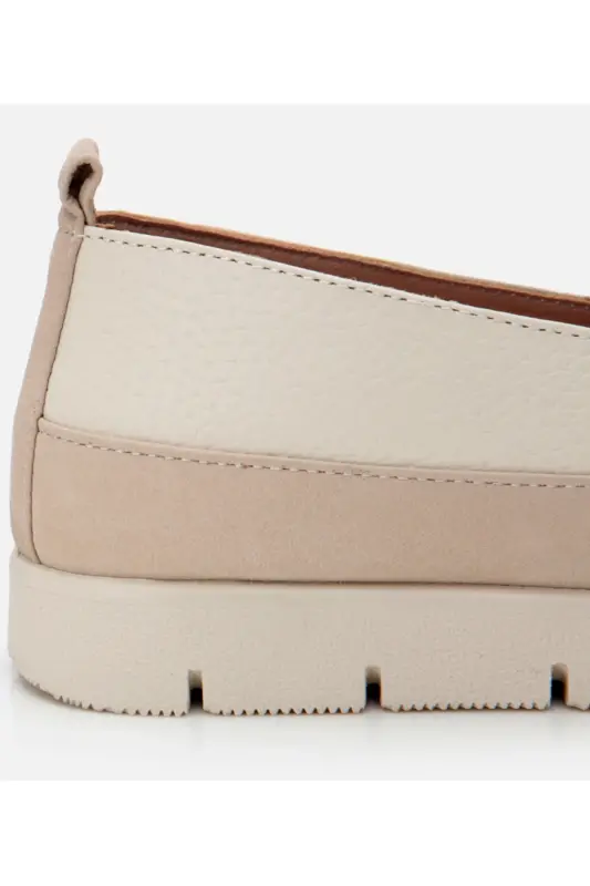 Haqiqiy charm bej ayollar loafer - 3