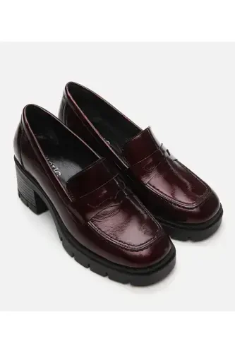 Haqiqiy charm bordo ayollar loafer - HOTIÇ (1)