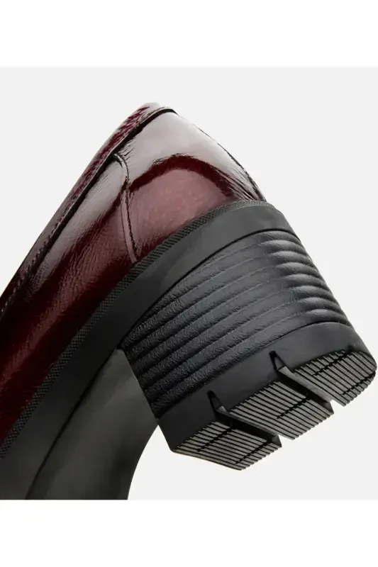 Haqiqiy charm bordo ayollar loafer - 10