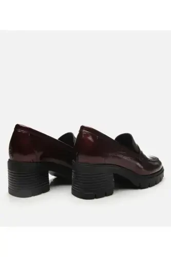 Haqiqiy charm bordo ayollar loafer - 6