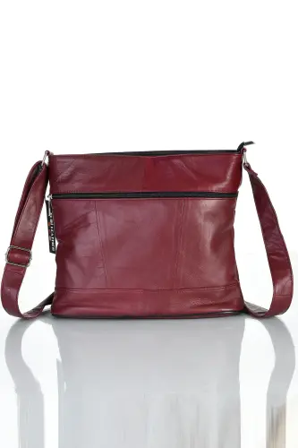 Haqiqiy charm Crossbody pochta sumkasi-toʻq qizil - FUBILEATHER (1)