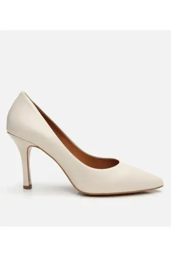 Haqiqiy charm ekru ayollar stiletto 