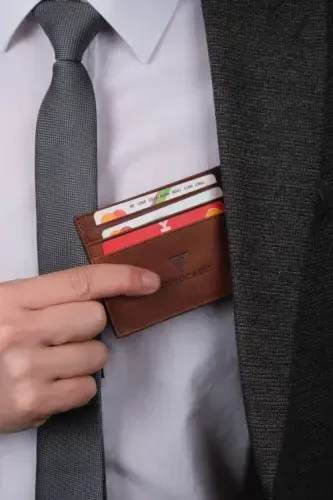 Haqiqiy charm erkaklar kartasi hamyoni Rfid himoyalangan qo'lda ishlangan va nozik dizayn Taba-Taba - 3