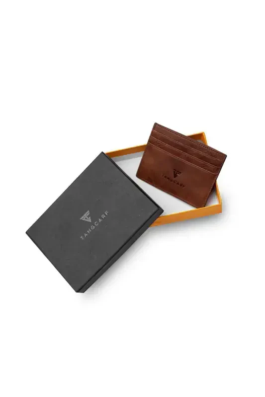 Haqiqiy charm erkaklar kartasi hamyoni Rfid himoyalangan qo'lda ishlangan va nozik dizayn Taba-Taba - 7