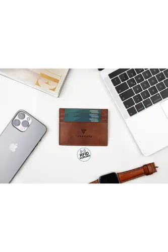 Haqiqiy charm erkaklar kartasi hamyoni Rfid himoyalangan qo'lda ishlangan va nozik dizayn Taba-Taba - 6