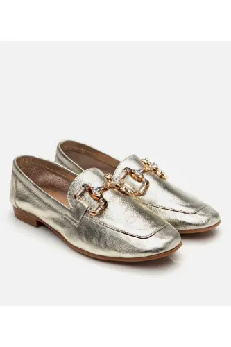 Haqiqiy charm Gold ayollar qisqichli loafer - 3