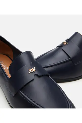Haqiqiy charm ko'k ayollar loafer - 5