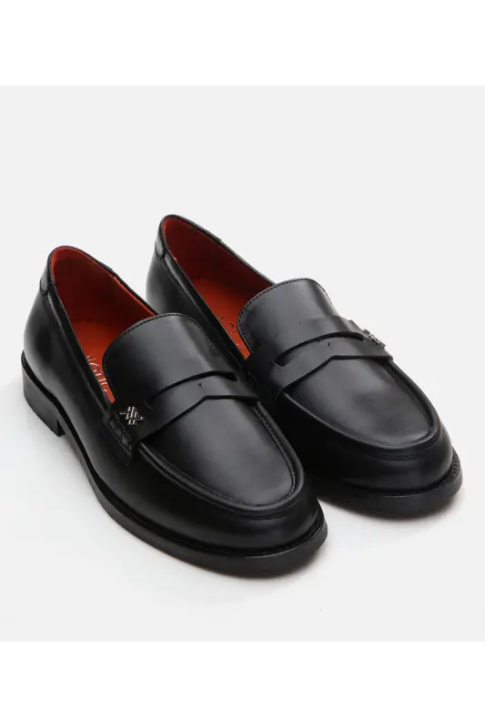 Haqiqiy charm qora ayollar loafer - 2
