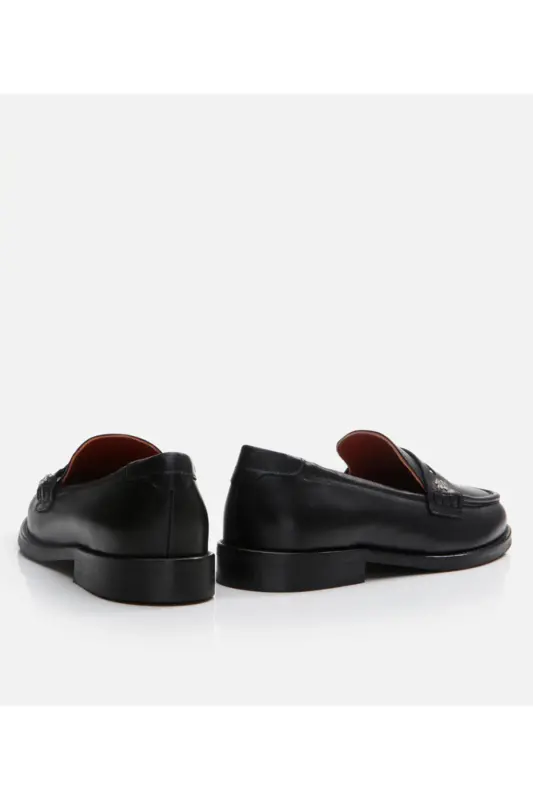 Haqiqiy charm qora ayollar loafer - 5