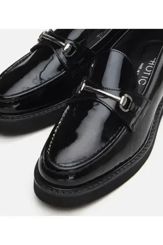 Haqiqiy charm qora ayollar loafer - 4