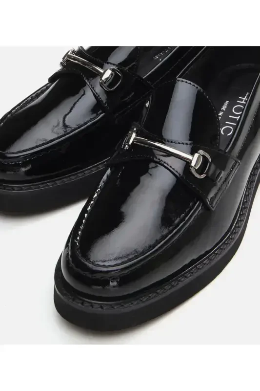 Haqiqiy charm qora ayollar loafer - 4