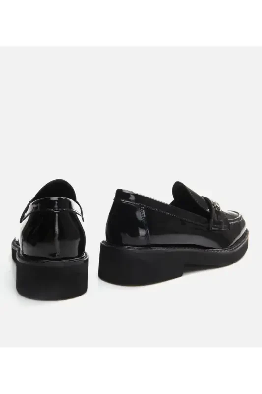 Haqiqiy charm qora ayollar loafer - 9