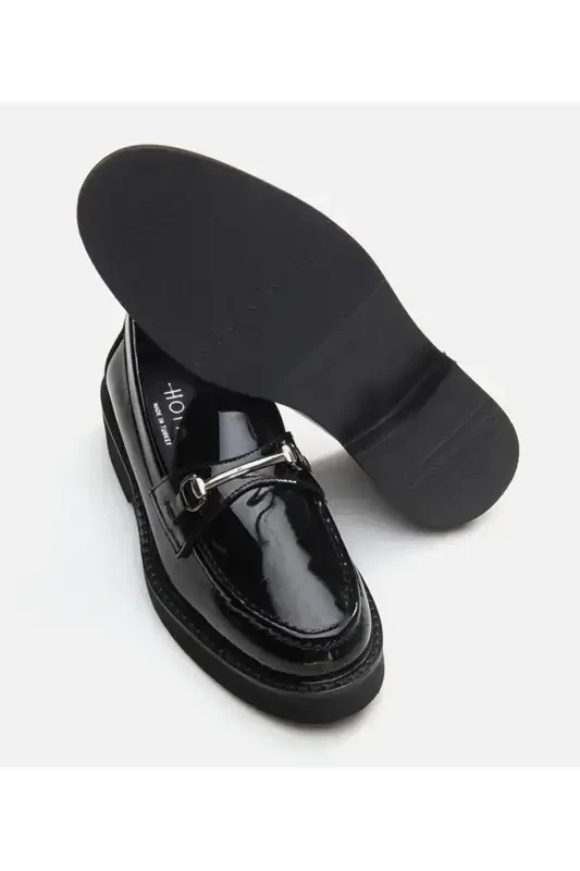 Haqiqiy charm qora ayollar loafer - 8