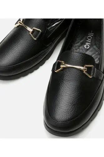 Haqiqiy charm qora ayollar loafer - 3
