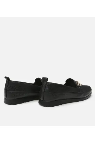 Haqiqiy charm qora ayollar loafer - 4