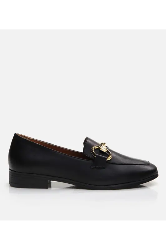 Haqiqiy charm qora ayollar loafer - HOTIÇ