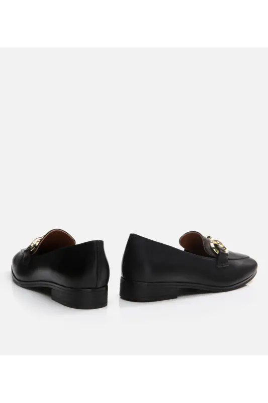 Haqiqiy charm qora ayollar loafer - 5