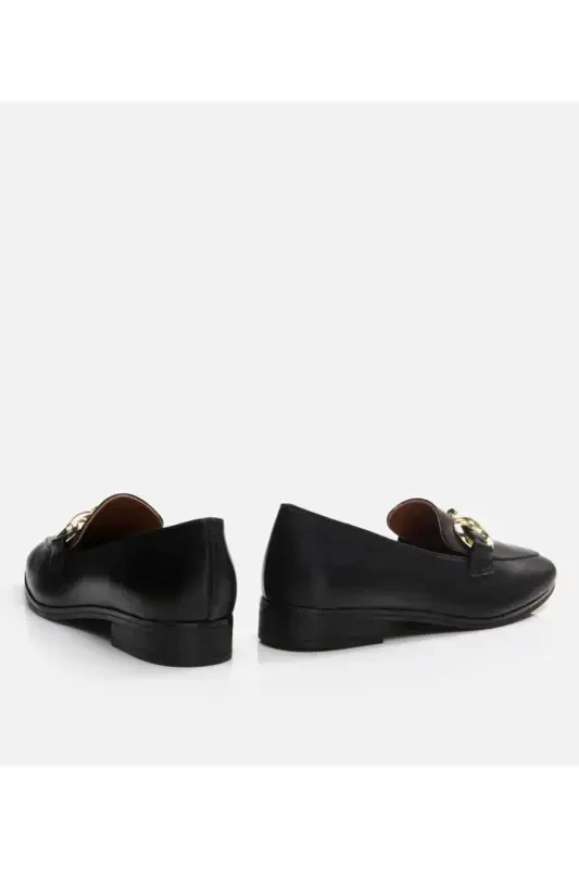Haqiqiy charm qora ayollar loafer - 8