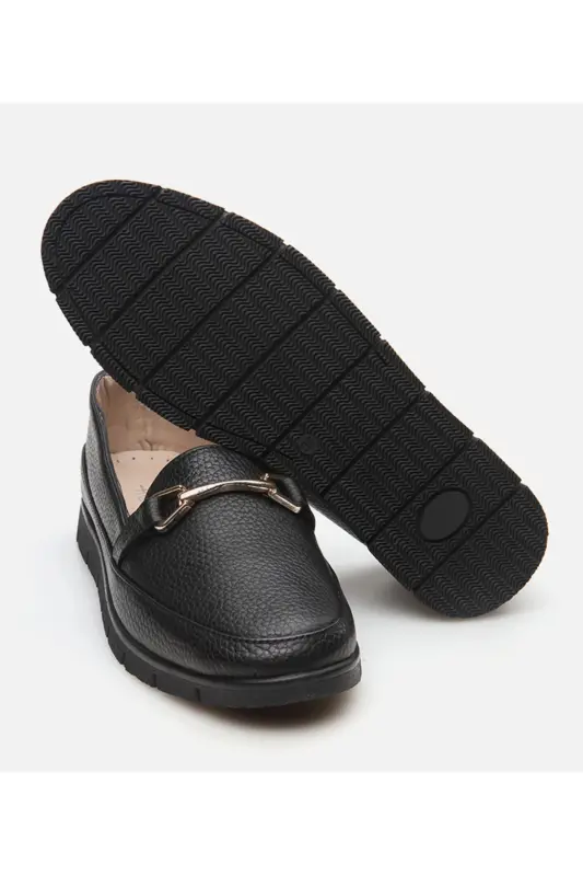Haqiqiy charm qora ayollar loafer - 6