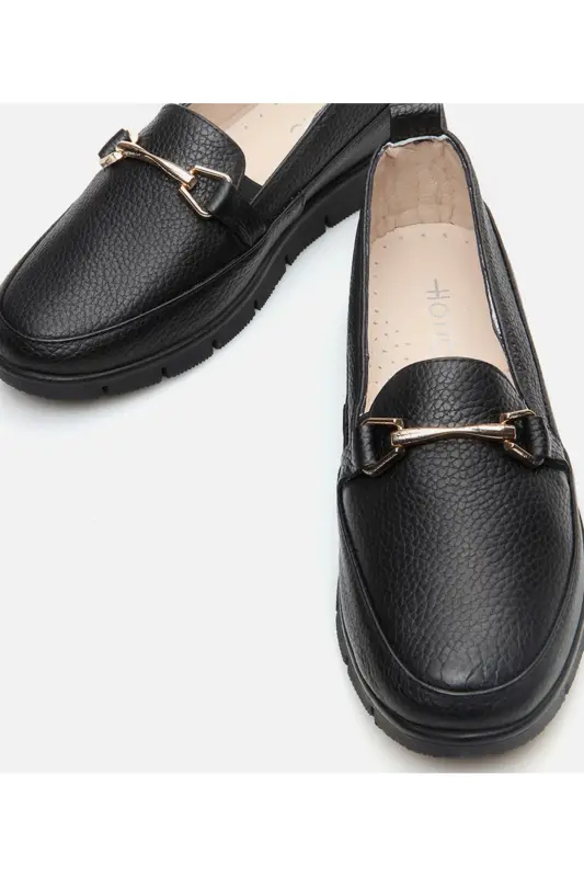 Haqiqiy charm qora ayollar loafer - 4