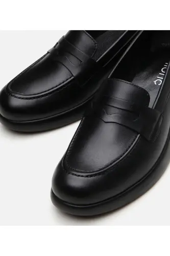 Haqiqiy charm qora ayollar loafer poyabzali - 4