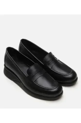 Haqiqiy charm qora ayollar loafer poyabzali - 11