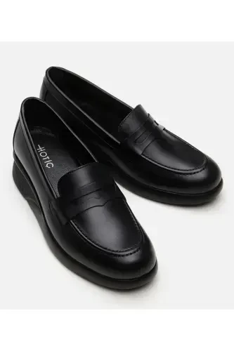 Haqiqiy charm qora ayollar loafer poyabzali - 10