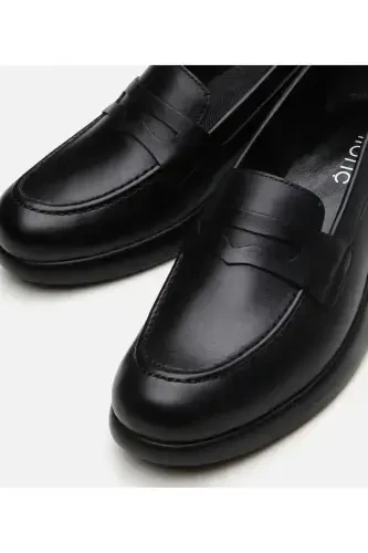 Haqiqiy charm qora ayollar loafer poyabzali - 9